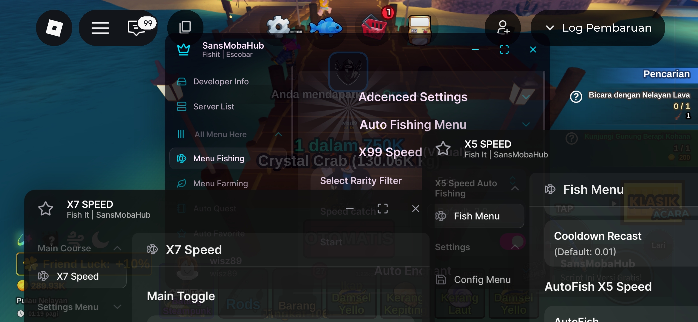 FISH IT SCRIPT |  SANSMOBAHUB |  99X FISHING |  BLATANT FISHING |  AUTO SECRET